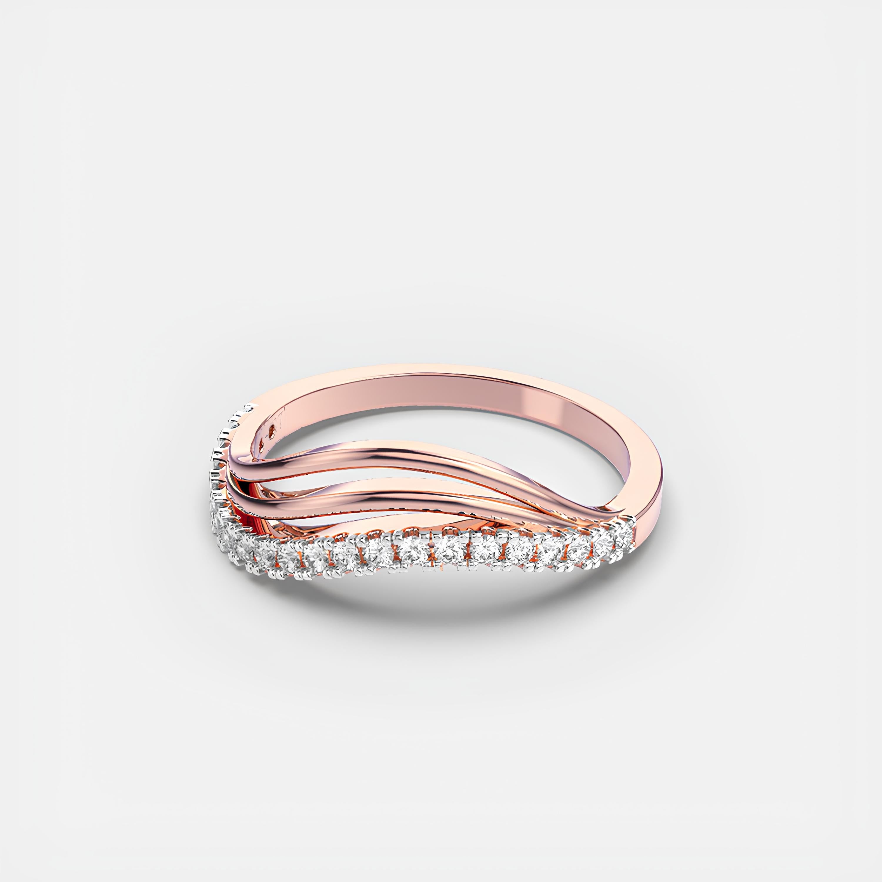 Delicate Round EF VS-SI Lab-Created Diamond Half Eternity Wedding Band – 14K Solid Gold